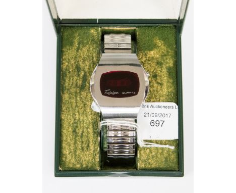 1970s, Trafalgar stainless steel digital watch, working, with box