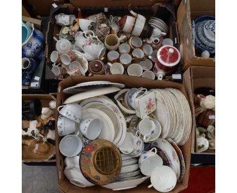 Two boxes of assorted ceramics, including Grimwades part dinner service, Tusan china part tea wares Crown Derby etc (2 boxes)