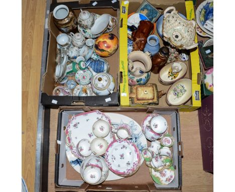 A Copeland blue and white charger with a Copeland Spode part tea service, a Paragon part tea service with two boxes of assort