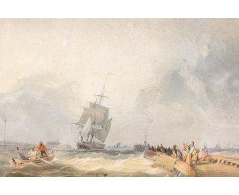 Thomas Sewell Robins, 1814-1880, Calais Harbour, print    T.S. Robins and dated 1856, framed 