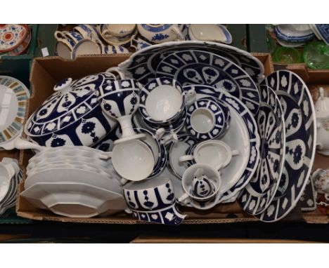 A box of Derby 'blanks' to include soup tureen and cover, vegetable dishes, plates, bowls etc