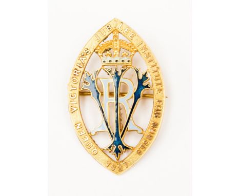 An interesting Queen Victorias, institute for nurses brooch, Jubilee 1887, awarded to Maria Glynn for 21 years service 0.375 