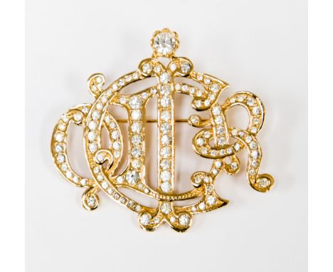 A Christian Dior gilt metal and paste brooch monogram 'C Dior', stamped Ch Dior (C) 