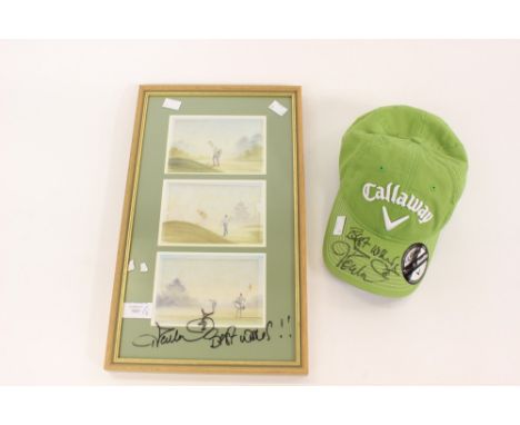 An Ian Poulter signed print and cap 