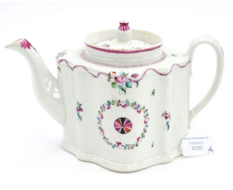 A Newhall Teapot & Cover.  Pattern No  338, date circa 1800, size  15.5cm high Inc cover approx  Provenance; The Late Noel Ho