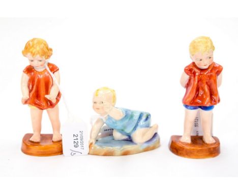 A pair of Royal Worcester figures, Tommy and Joan No. 2913 and 2915, modelled by F.G. Doughty, each 11 cm high approx; togeth