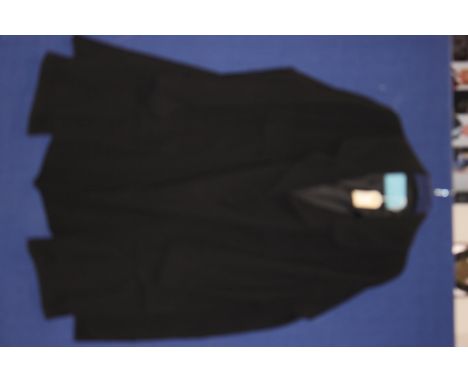 A 1980s Betty Jackson coat with large overhang patch pockets, wide lapels and cape collar, a large size 12