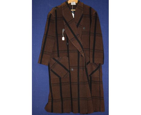 A 1980s Mary Quant ladies wool three quarter length coat in brown with black check, size 16 
