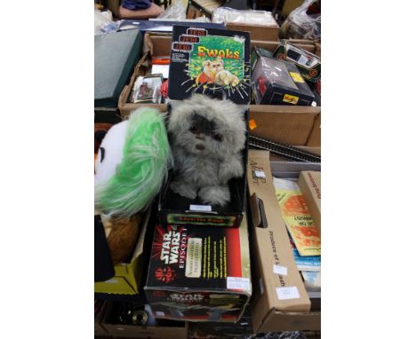 Star Wars Leeni the Ewok plush toy, and a Naboo and Droid Fighter Battle, both boxed.
