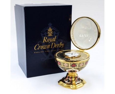 A boxed limited edition Royal Crown Derby 'Millenium Globe Clock', No. 524/1000, for Sinclair's, first quality, no certificat