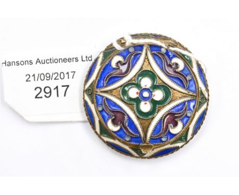 Russian Gilt, enamelled, miniature compact, inscribed inside 'Sterling, made in Soviet Union' (1) 
