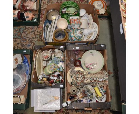 Three boxes of assorted ceramics and glass ware including Beswick, Royal Worcester, Continental china, apothecary bottles etc