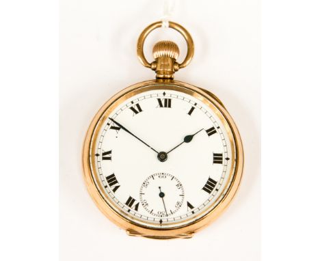 A 9ct gold open faced pocket watch, manual wind movement 1922, gross weight 77.4 grams approx 