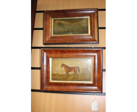 Two equestrian studies (hunting and saddled horse), oil paintings, one signed 'S. Alett' in the Victorian manner