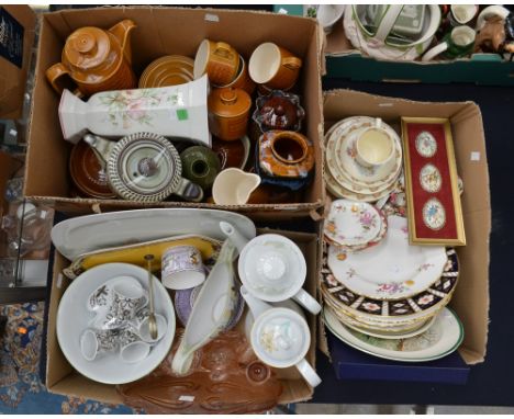 A collection of ceramics and glass including Royal Crown Derby plates, Bunnykin nursery set, Hornsea coffee set, Deco dressin