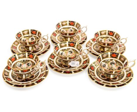 Royal Crown Derby, pattern 1128 6 trios including 6 cups,6 saucers and 6 teaplates, all cups and saucers are second quality, 