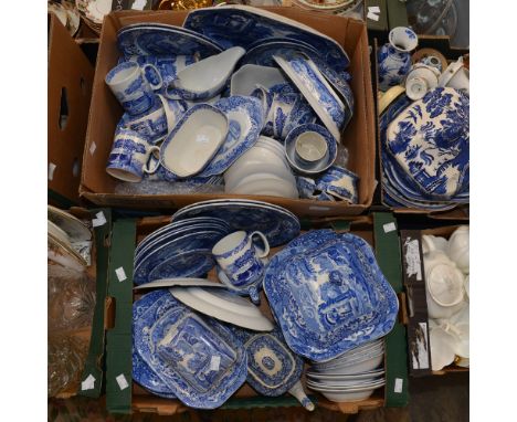 A Copeland Spode blue and white part dinner service, including servers and covers, tea wares, etc (two boxes) 