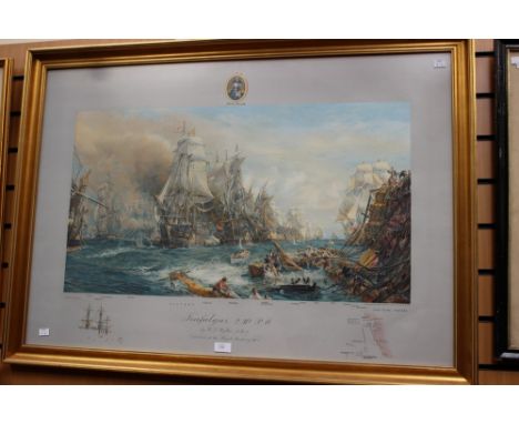 'Trafalgar 2.30pm', after W.L. Wyllie, 1905, large print, framed and glazed