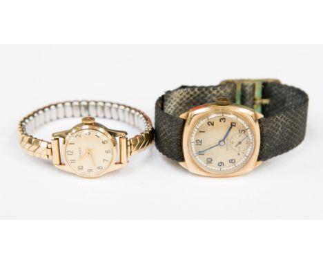A 9ct gold wristwatch, with a Timex ladies wristwatch 