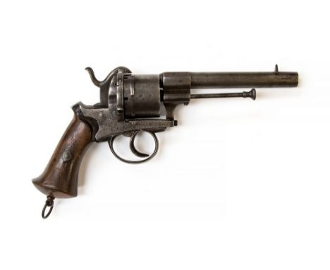 Belgian 12mm pinfire Revolver. Lanyard ring to grip. Obsolete calibre, no licence required.