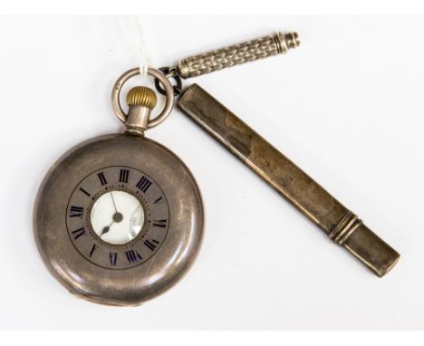 A silver half hunter pocket watch dated Sep 1916 to reverse, engraved name indistinct, S. Smith & Son Ltd, Trafalgar St Londo