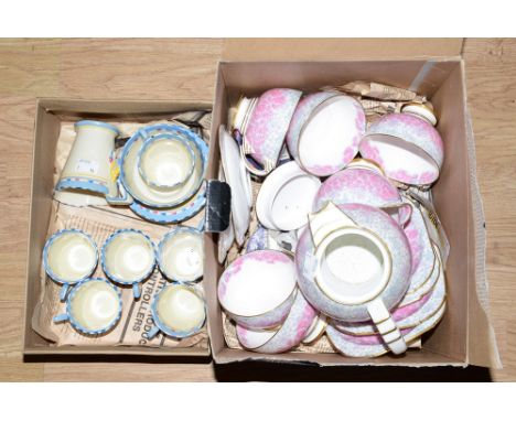 1930s Burleigh Ware with zenith part coffee set (14 items), Royal Paragon Pink Hydrangea bone china tea set 1930 for Queen Ma