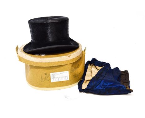 A boxed gentlemen's top hat, by S. Patey, London, with a circa 1850 silk embroidered waistcoat (2) 