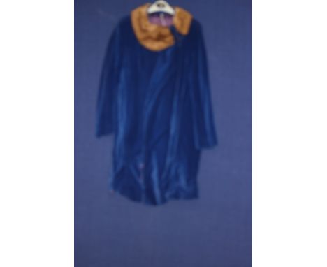A blue velvet Gerald Fisher coat, with Mink collar 