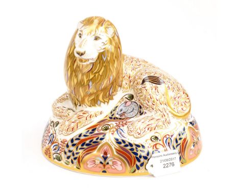 Royal Crown Derby Lion large paperweight, gold stopper 