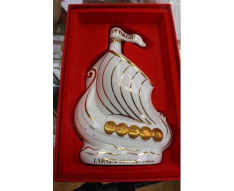 Larsen Cognac, fine Champagne, in Viking ship decanter, boxed