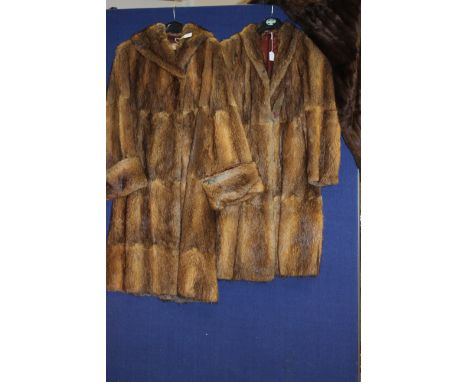 One Musquash fur coat 1947, with receipt, together with another fur Musquash coat and a Mink stole , early 1950s (3)