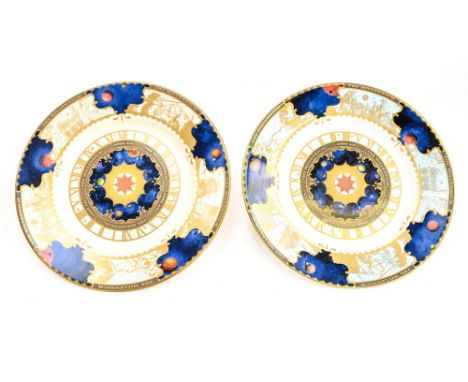 A pair of Royal Worcester Millennium plaques approx 50cms/12inches diameter