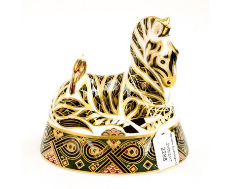 A boxed Royal Crown Derby Zebra paperweight