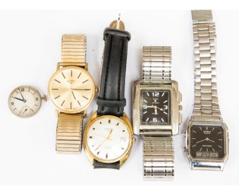 Two gentlemans Rotary wrist watches, with a Casio watch, and two further watches , in need of restoration (1 bag)