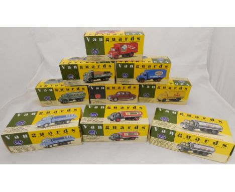 Group of eight Vanguards Precision 1.64 scale diecast replica vehicles to include a VA 18000 Ever Ready Leyland Comet box van