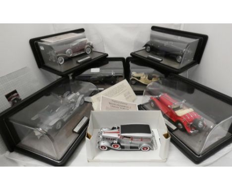 Six diecast classic car models by Franklin Mint Precision Models, made in China c. 1980s, assorted scale sizes, to include a 