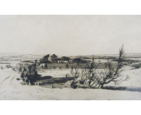 George Houston RSA RSW (Scottish, 1869 - 1947) 'Holms of Caaf 1915' Signed and titled in pencil, etching, 18cm x 25cm.