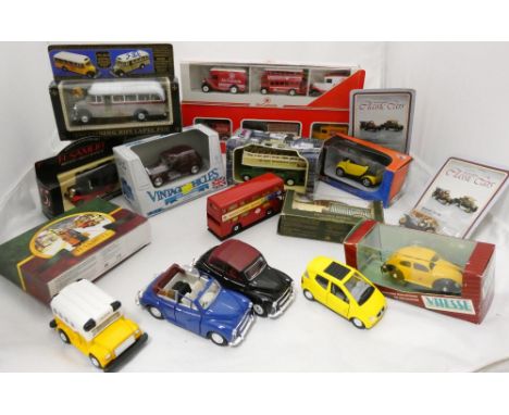 Collection of miscellaneous diecast model vehicles and cars to include a Dinky 1977 Silver Jubilee bus, no. 297, also classic