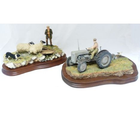 Two Border Fine Arts limited edition farming groups to include 'The Fergie' modelled as a farmer on a tractor, no. 1015 of 12