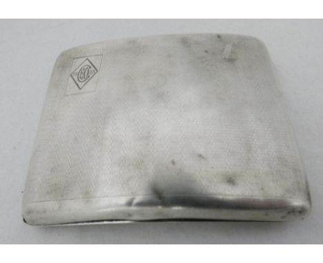 Silver curved cigarette case, hallmarks for Birmingham, c. 1933, 90g.