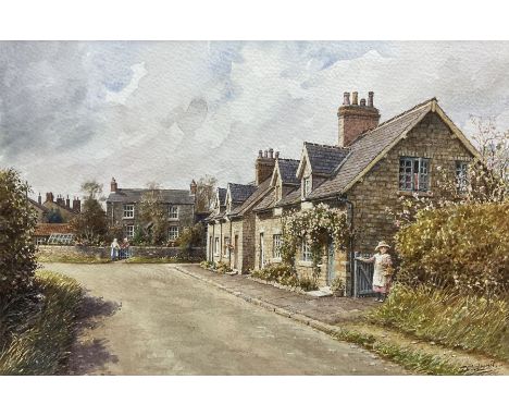 John Cecil Lund (British 1932-): 'Stray View Cottages Saxton', watercolour signed and titled 20cm x 30cm