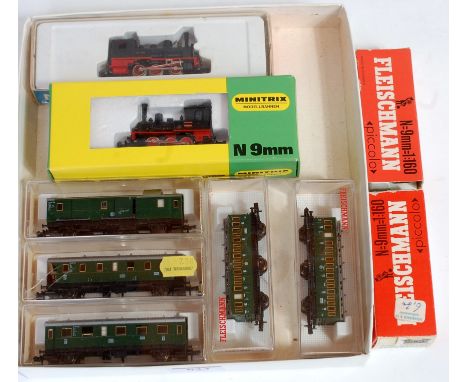 Collection of Continental outline N gauge Minitrix 0-6-0 tank engine (M-BM) Arnold Rapido 0-6-0 tank engine (NM-BNM), 2 six w