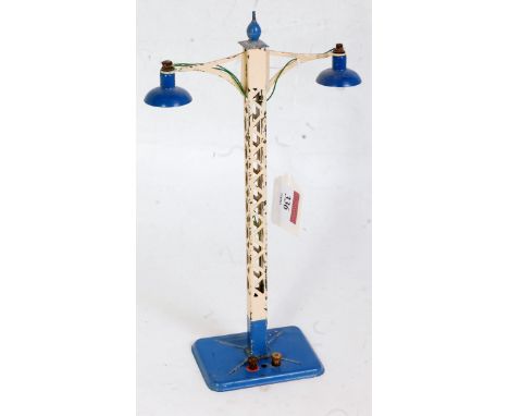 Hornby 1933-8 No. 2E light blue lamp standard, chips to lattice post (G)
