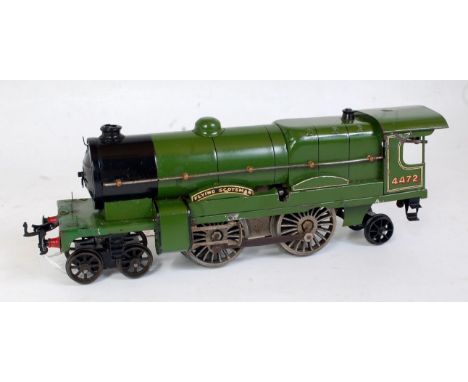 1933-6 Hornby No.3C Flying Scotsman 4-4-2 clockwork loco only, no tender, lighter green, black smokebox, 4-boiler bands, outl