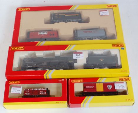 Hornby Railroad R2785 BR green 'Evening Star' engine and tender (G-BG) R6366 tanker pack (G-BG) R6474 and R6513 wagons (G-BG)
