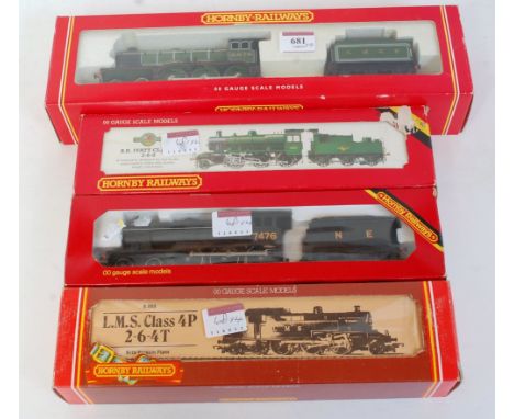 Hornby Locomotive group to include, BR green Ivatt class 2 engine and tender (G-BF), LMS black 2-6-4 tank engine (G-BF), LNER