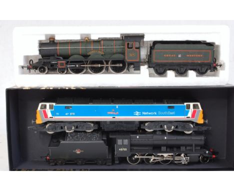 Mixed lot of GWR 'Caerphilly Castle' engine and tender (G) Hornby BR black class 8F 2-8-0 engine and tender (G) and Hornby NS