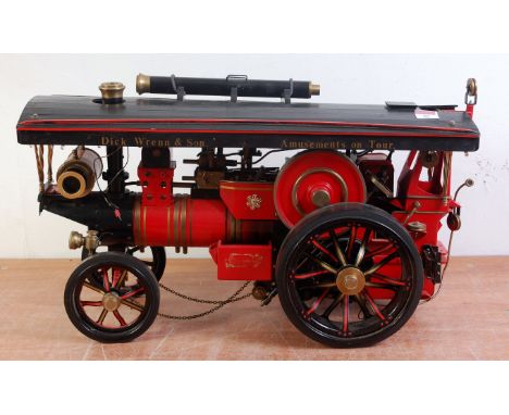 A Markie Precision Working Models 1:10 scale kit built model of Jubilee Showman's engine, comprising red, black and gold body