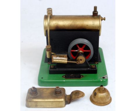 An ESL Ltd No. 1540 Standard Steam Engine comprising of tin housed brass boiler with take-off point powering a single cylinde