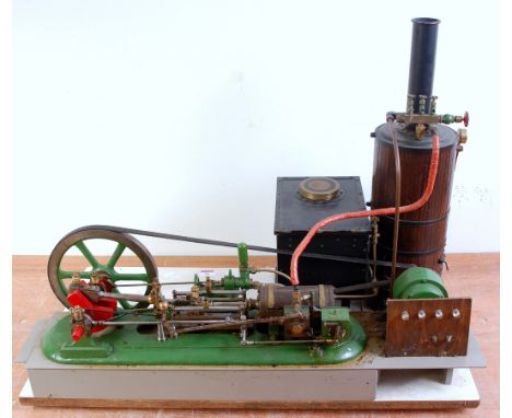 A Stuart Turner and other components live steam stationary steam plant comprising of a horizontal mill engine fitted with a s